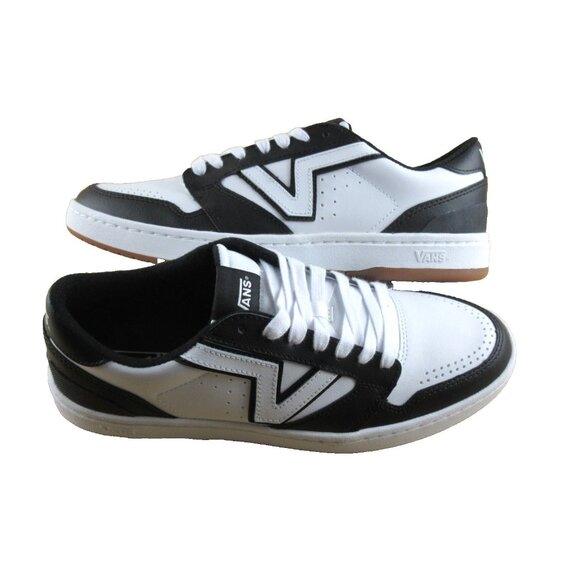 Vans Men's Lowland 2.0 2 Tone Leather Black White Skate Shoes Sizes NIB